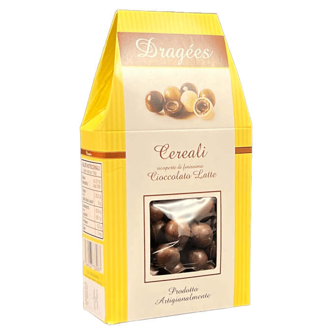 billes de céréales enrobées de chocolat au lait